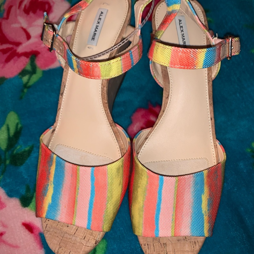 Alex Marie Colorful Cork Wedges